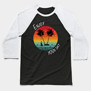 Island Escape - Swinging on Palm Trees at Sunset Baseball T-Shirt